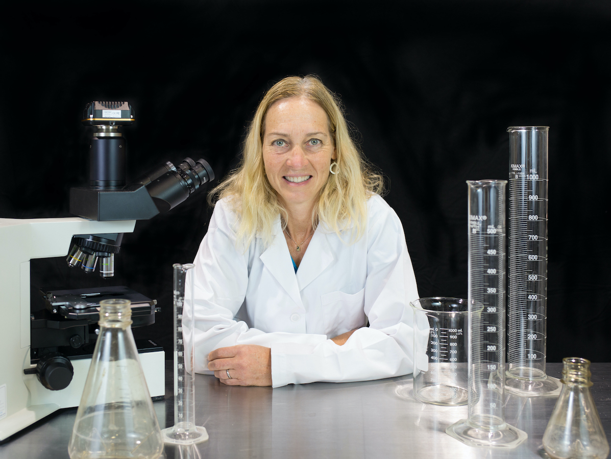 image of Tracy with lab equipment